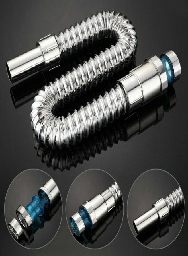 SBD Flexible PVC Waste Pipe for Bathroom Wash Basin and Kitchen Sink | Drain Pipe | Drain Hose/Outlet Tube Connector for Basin Downcomer Bathroom/Kitchen Sink, Chrome Plated - Image 3